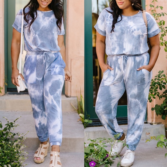 Tie Dye Blues Jumpsuit - Picture 3 of 6